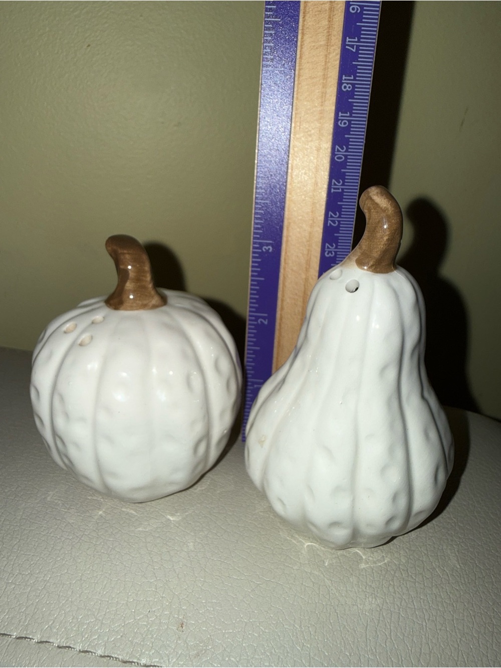 White Ceramic Pumpkin & Gourd Salt and Pepper Shaker Set